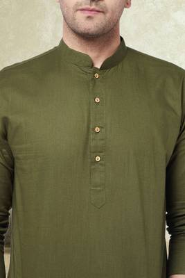 Plain cotton blend kurta pajama 3