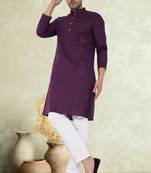 Plain cotton blend kurta pajama