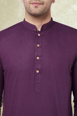 Plain cotton blend kurta pajama 4