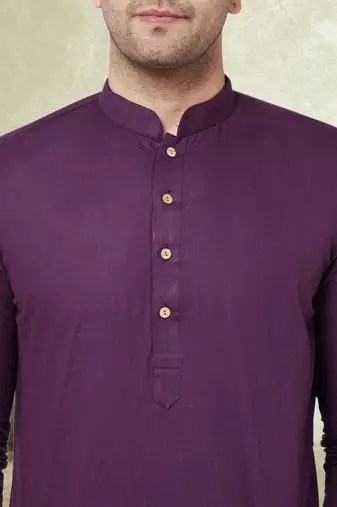 Plain cotton blend kurta pajama