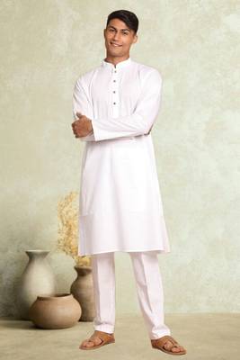 Plain cotton blend kurta pajama 1
