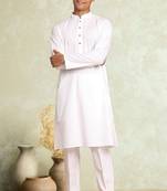 Plain cotton blend kurta pajama