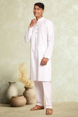 Plain cotton blend kurta pajama 2