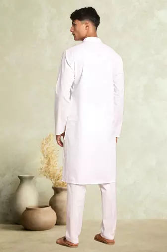 Plain cotton blend kurta pajama