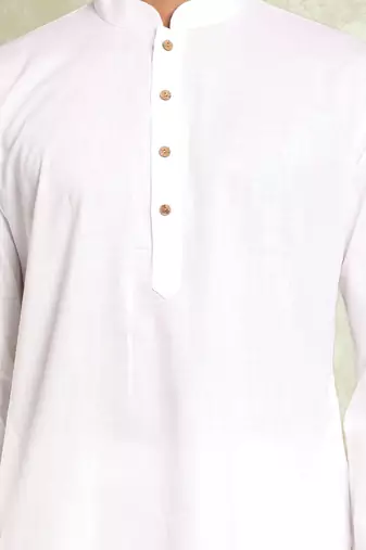 Plain cotton blend kurta pajama