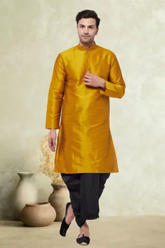 Art silk plain dhoti kurta set