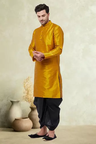 Art silk plain dhoti kurta set