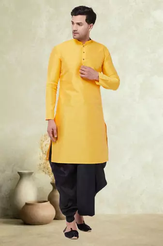 Art silk plain dhoti kurta set