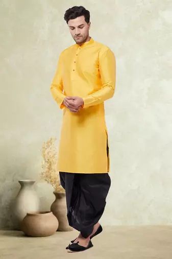 Art silk plain dhoti kurta set