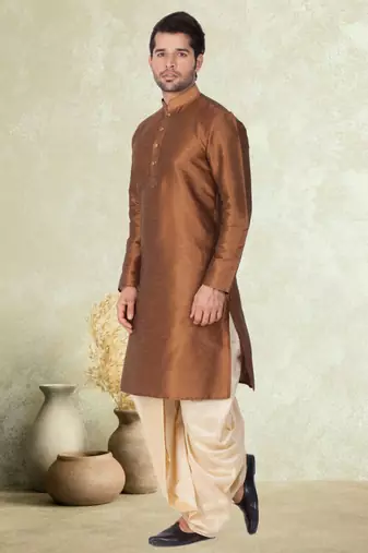 Art silk plain dhoti kurta set