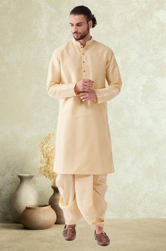 Art silk plain dhoti kurta set