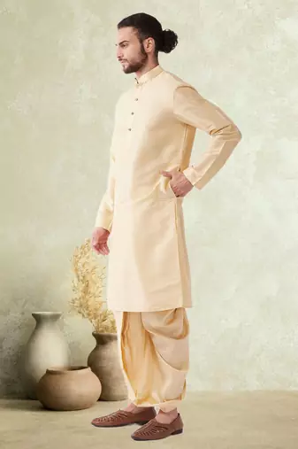 Art silk plain dhoti kurta set