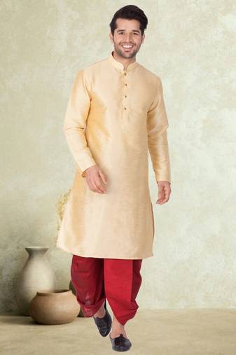 Art silk plain dhoti kurta set