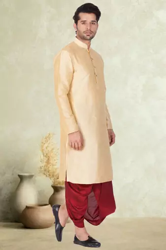 Art silk plain dhoti kurta set