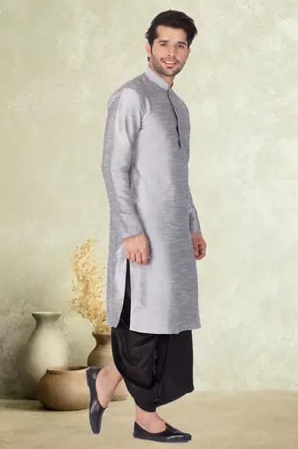 Art silk plain dhoti kurta set