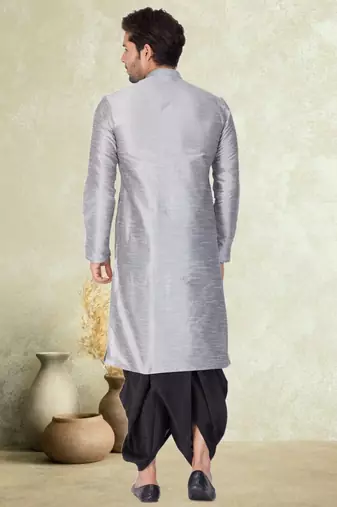 Art silk plain dhoti kurta set