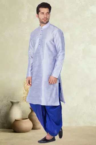 Art silk plain dhoti kurta set