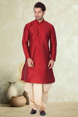 Art silk plain dhoti kurta set 1
