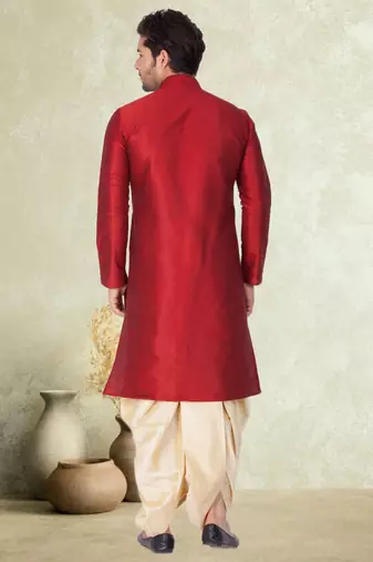Art silk plain dhoti kurta set