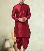 Art silk plain dhoti kurta set