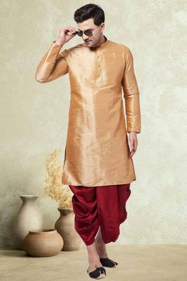 Art silk plain dhoti kurta set 1