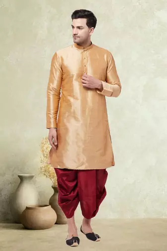 Art silk plain dhoti kurta set