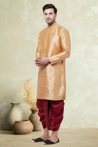 Art silk plain dhoti kurta set