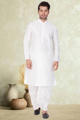 Art silk plain dhoti kurta set 1