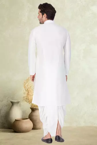 Art silk plain dhoti kurta set