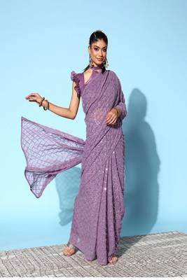 Girlish Onion Trending Sequins Embroidery Work Saree With Fancy Work Blouse 1