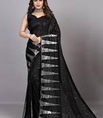 Black Fancy Sequins Work Partywear Saree