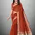 Rust Cotton Organza c Woven Chit Pallu Border Saree