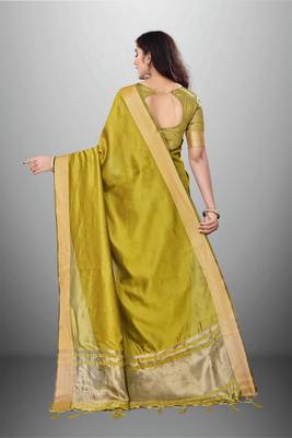 Mahendi Cotton Organza c Woven Chit Pallu Border Saree 2