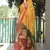  Yellow Figure Digital Print Linen Saree