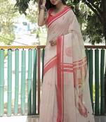 Amazingly Figure Printed White Linen Saree