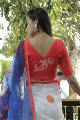 Amazingly Figure Printed Blue Linen Saree 2