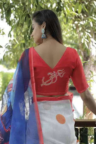 Amazingly Figure Printed Blue Linen Saree
