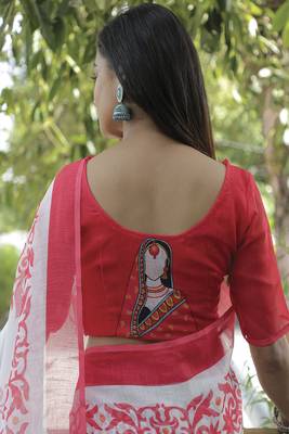 Amazingly Figure Printed White Linen Saree 2