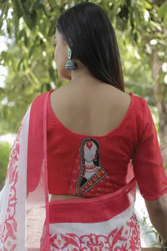 Amazingly Figure Printed White Linen Saree