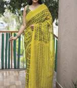 Ethnic Print Olive Traditional Linen Saree