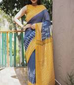Smart Blue Traditional Fancy Saree In Linen c