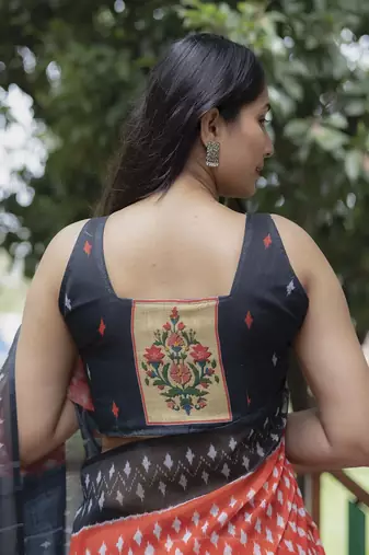 Smart Peach Traditional Fancy Saree In Linen