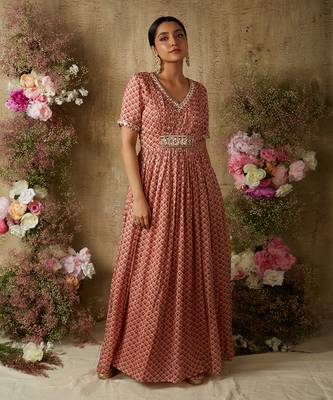 Rust red anarkali 1