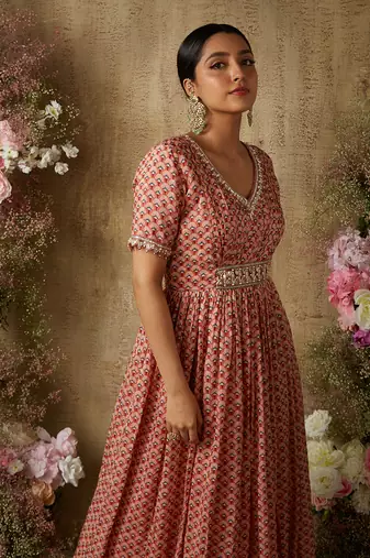 Rust red anarkali