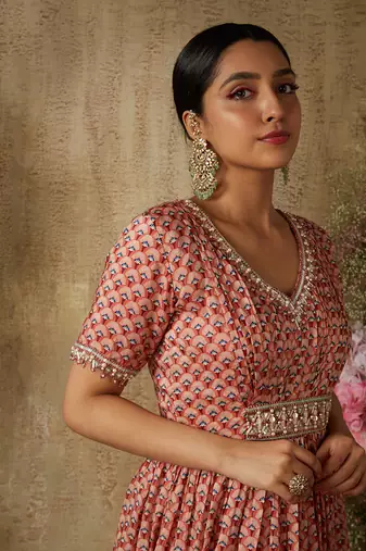 Rust red anarkali