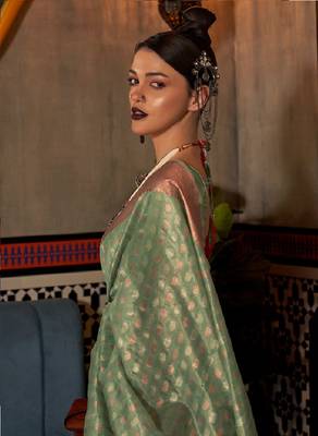 Tissue Woven Design Designer Saree With Blouse For Women 2