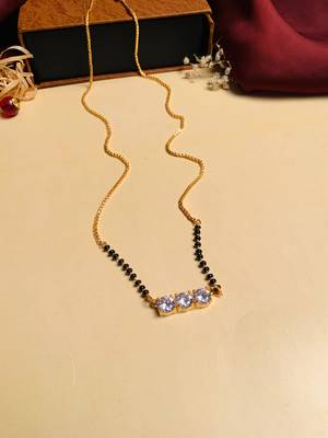 Latest gold plated american diamond mangalsutra 2