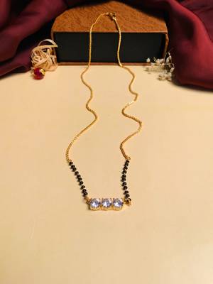 Latest gold plated american diamond mangalsutra 4