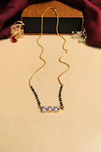 Latest gold plated american diamond mangalsutra