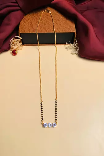 Latest gold plated american diamond mangalsutra